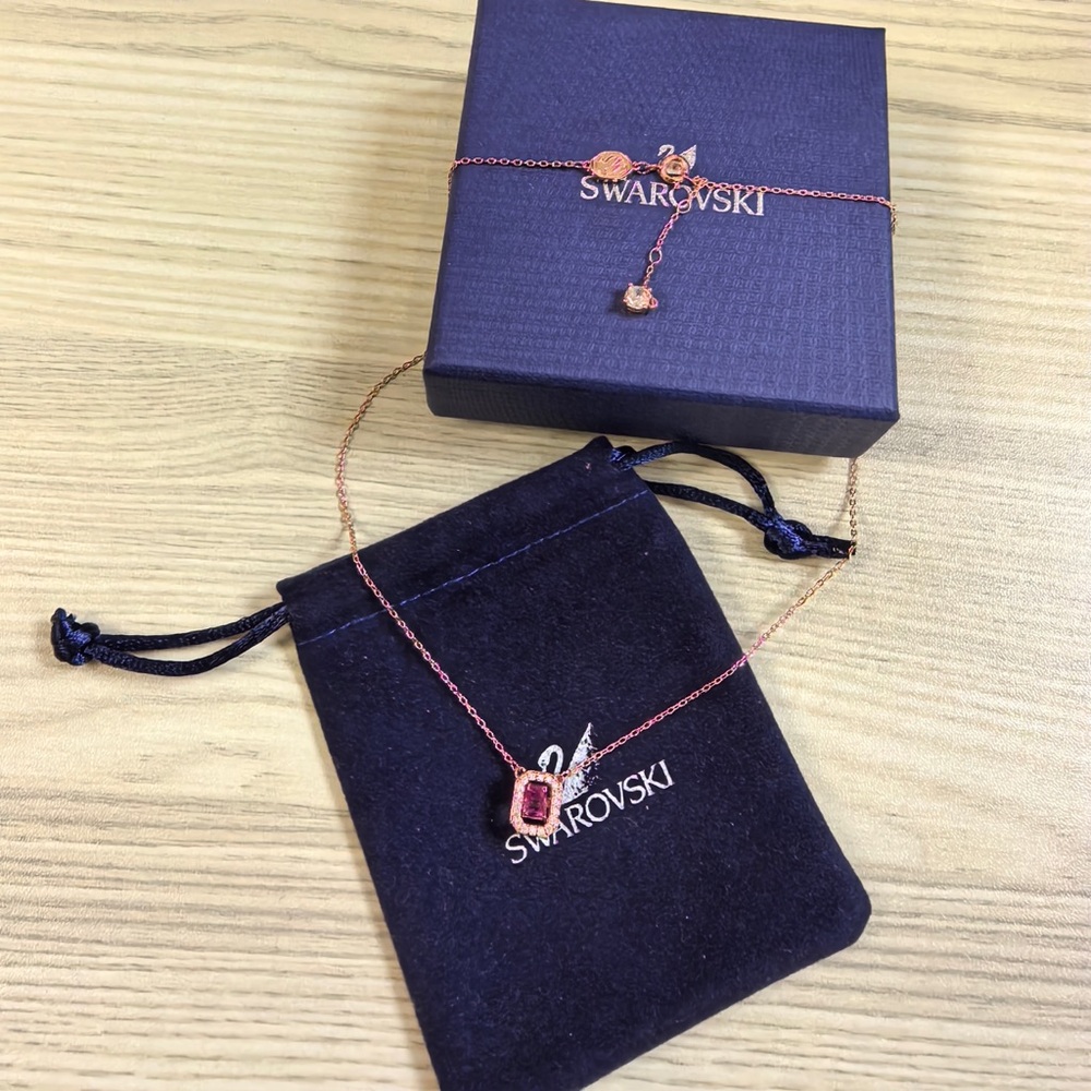 Swarovski Rose Gold Necklace with Red Crystal